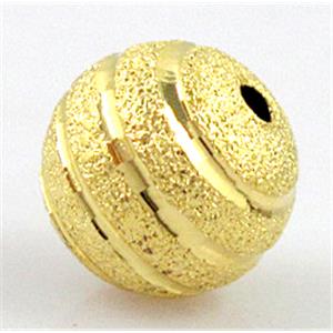 stardust beads, copper, gold plated, round, matte, 12mm dia
