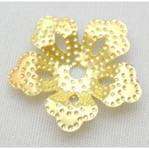 golden jewelery flower BeadCaps, iron, 17.5mm diameter