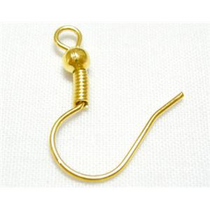 gold plated Hook Earring, iron, 18mm high