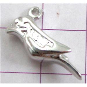 Platinum Plated Bird Pendant, copper, Nickel Free, 20mm length