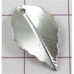 leaf Pendants, copper, platinum plated, nickel free, 10x17mm
