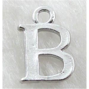 Alphabet pendants, B-letter, alloy, platimun plated, approx 9x13mm, nickel free