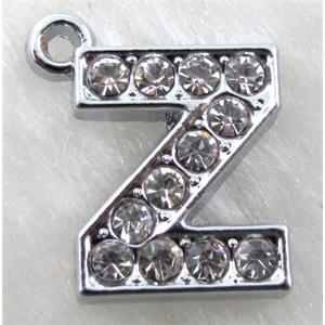 Alphabet pendants, Z-letter, rhinestone, 11x14mm