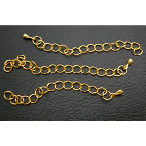 Copper Necklace Extender chain, shortener, Gold Plated, 5cm length, loop:4.3x5mm