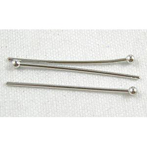 Platinum Plated Copper Round Head pin, Nickel Free, 20mm length