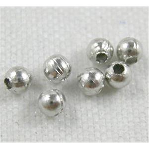 Platinum Plated Round Copper Crimp Beads, Nickel Free, 2mm dia, hole:0.8mm
