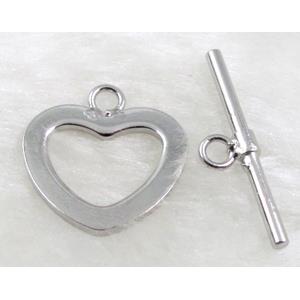 Platinum Plated Copper Jewelry Toggle Clasp, Lead Free, Nickel Free, 17mm dia, stick:22mm length