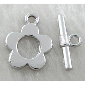 Toggle Clasp, alloy, platinum plated, Lead Free, Nickel Free, 15mm dia, stick: 17mm length, Alloy