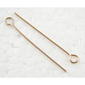 Gold Plated Copper Eye Pins, Nickel Free, 30mm length