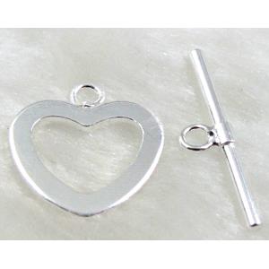 Silver Plated Copper Jewelry Toggle Clasp, Lead Free, Nickel Free, 17mm dia, stick:22mm length