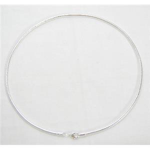 Silver Plated Copper Necklace, 13.5cm dia, 2mm dia