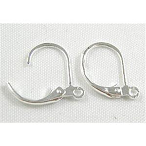 Silver Plated Copper Ear Hook , Nickel Free, 10x14mm