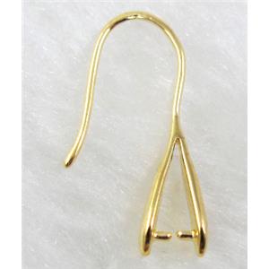 Gold Plated Copper earring Hook and Pinch Bail, Nickel Free, 20mm length, 6mm wide