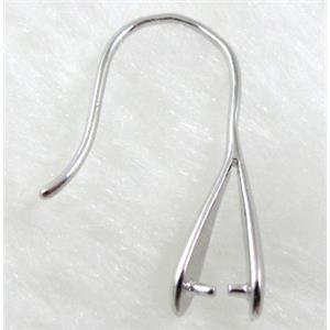 Platinum Plated Copper Earring Hook and Pinch Bail, Nickel Free, 20mm length, 6mm wide