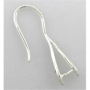 silver plated copper Earring Hook and Pinch Bail, Nickel Free, 25mm length, 6mm wide