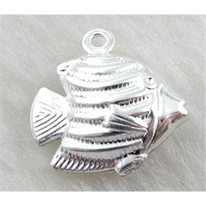 copper fish pendants, Silver plated, 17.5x18mm