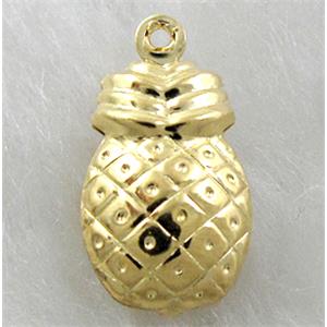 copper pineapple pendants, Golden plated, 10x18mm