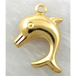 dolphin pendant, copper, golden plated, 15x19mm