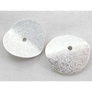 silver plated copper spacer, matte, flake, 14.5mm dia, hole:1.5mm