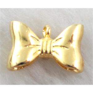 Golden plated copper bowknot pendant, 20x12mm, hole:3.5x7mm
