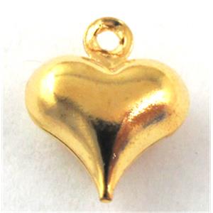 golden plated copper Heart Pendant, 9x11mm