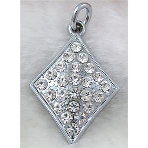 Platinum Plated Jewelry Pendant Enchase Rhinestone, 30x45mm
