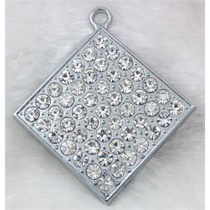 Platinum Plated Jewelry Pendant Enchase Rhinestone, 48x55mm