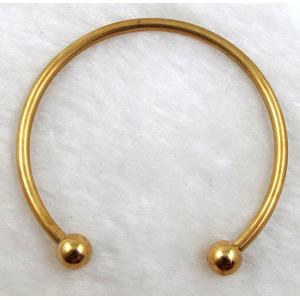 copper Bangles, gold plated, 60mm dia, ball:7.8mm, 3mm thin