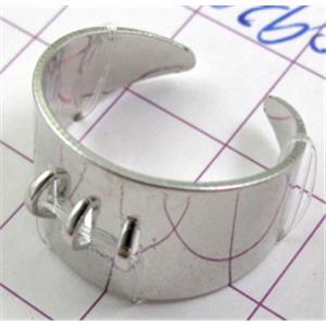 adjustable Ring Setting, copper, nickel free, 20mm, 3 eyes, color: platinum plated