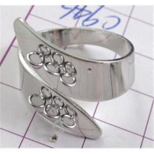 Ring Settings, copper, nickel free, 20mm, 6 eyes, color: silver plated