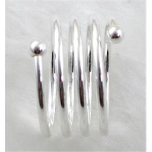 Ring setting, copper, silver plated, nickel free, 21mm dia, 12mm high