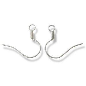 Earring Hook, iron, silver plated, 15mm high
