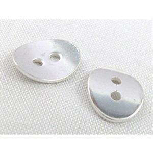 Chan Luu style buttons for wrap bracelets, silver Plated, 10x14mm
