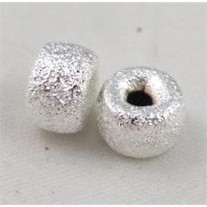 copper spacer bead, matte rondelle, silver plated, approx 8mm dia