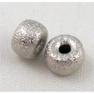 copper spacer bead, matte rondelle, platinum plated, approx 6mm dia