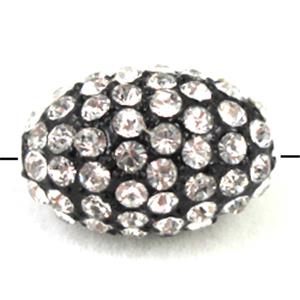 rhinestone pave beads, black alloy barrel spacer for bracelet, approx 10x14mm, 1.8mm hole
