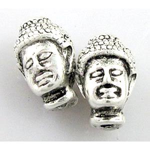 buddha charm, bracelet-spacer, alloy bead, antique silver, 9x13.5mm, 2mm hole