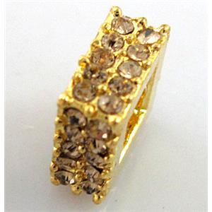 alloy bead with rhinestone, gold, 10x10mm, 5x5mm hole