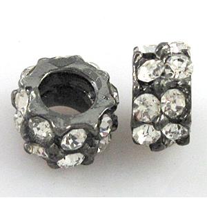 alloy bead with rhinestone, 10mm, 5mm hole