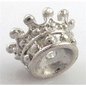 Alloy crown bead, antique silver, 18x10mm