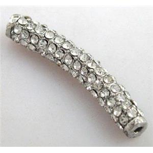 bracelet bar spacer ture with rhinestone, platinum plated, 4x30mm