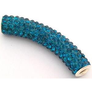 bracelet spacer, copper, fimo tube with rhinestone, 10x47mm, approx 4.5mm hole