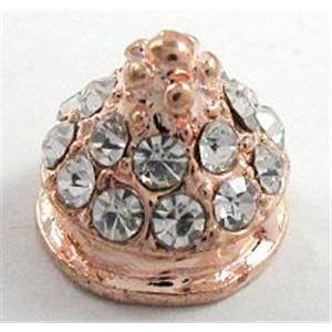 alloy bead with mideast rhinestone, red copper, 8mm