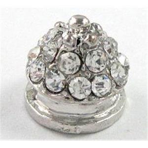 alloy bead with mideast rhinestone, platinum plated, 8mm