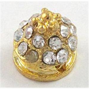 alloy bead with mideast rhinestone, gold, 8mm