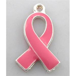 cancer awareness ribbon, enamel alloy Pendant, 15x25mm