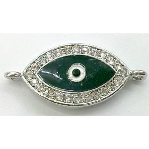 eyes bracelet bar, enamel alloy with Rhinestone, platinum plated, approx 16x35mm