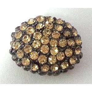 bracelet bar, alloy bead with rhinestone, flat, 12x16mm