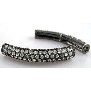 bracelet bar, alloy with Rhinestone, black, approx 8x45mm