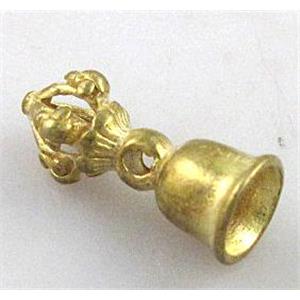 copper bell charm bead, brass, approx 6x17mm